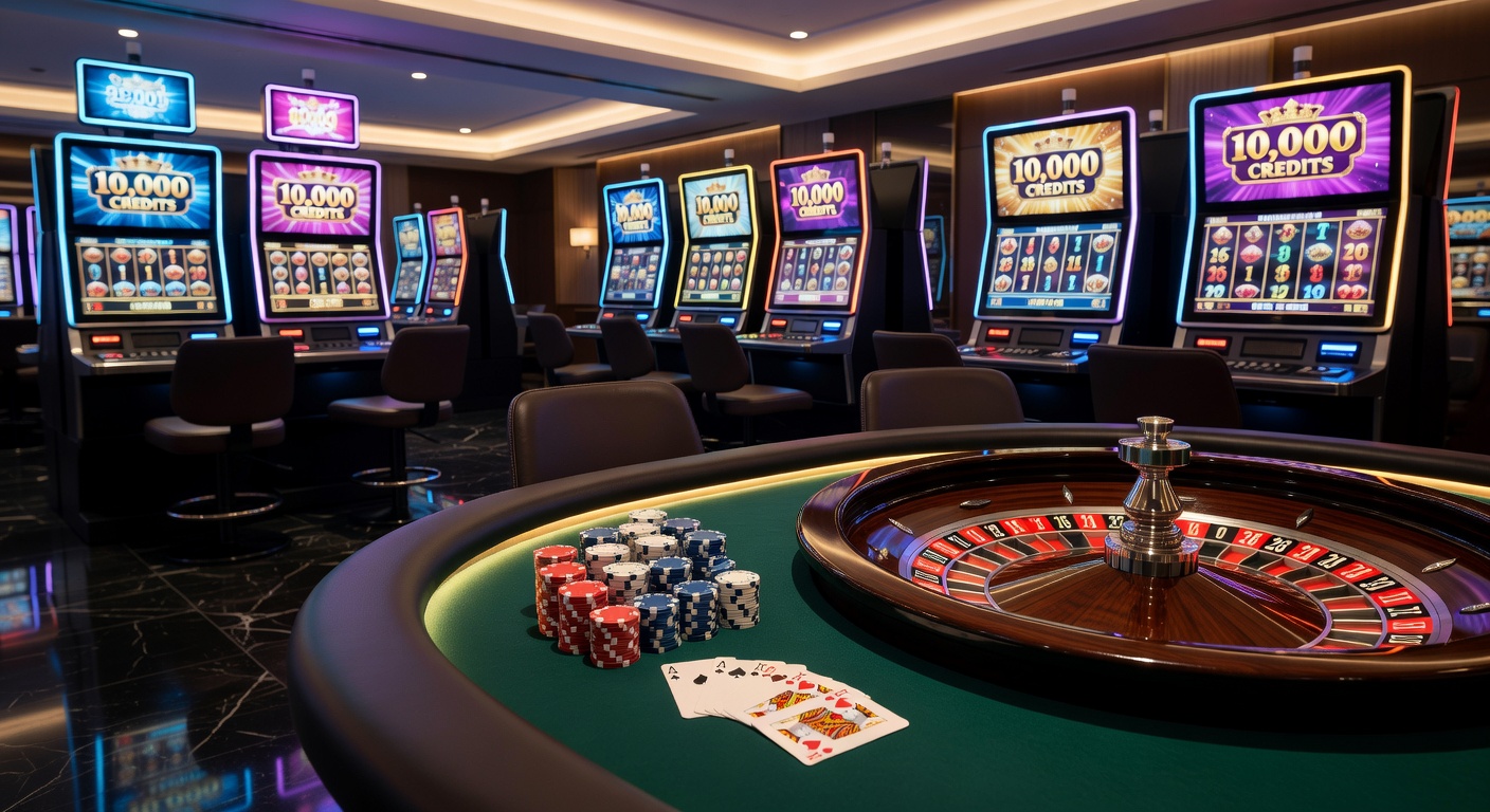 Close-up of a spinning roulette wheel with a white ball landing in a red pocket amid cheering players