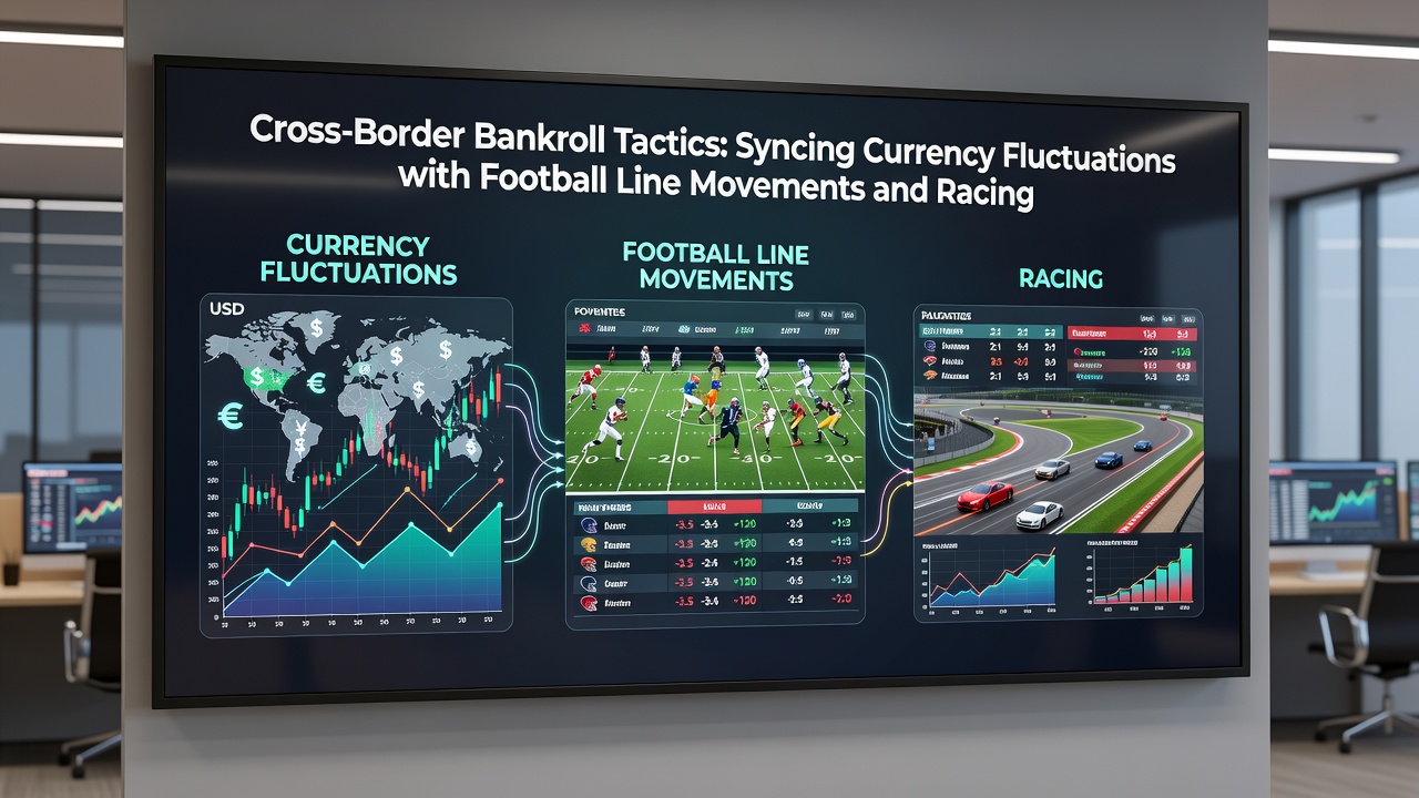International banknotes and betting slips arranged with live odds screens showing football and racing markets