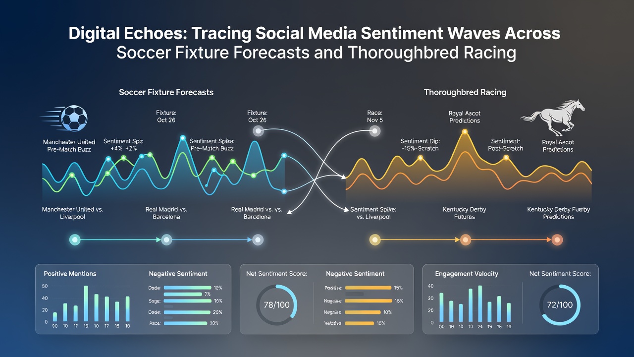 Graph comparing social media sentiment volume with odds movement for a Premier League match and a Group 1 thoroughbred race