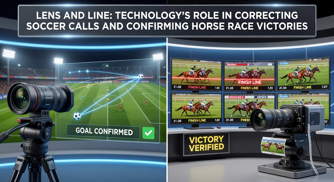 Photo finish camera capturing the exact moment horses cross the winning post at a major racetrack