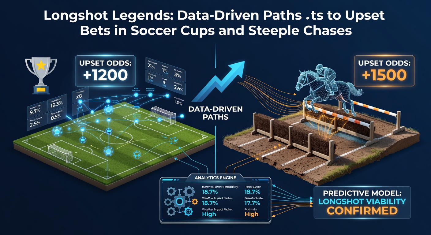 Steeplechase horse leaping a fence mid-race, underdog contender pulling ahead of the favorite pack