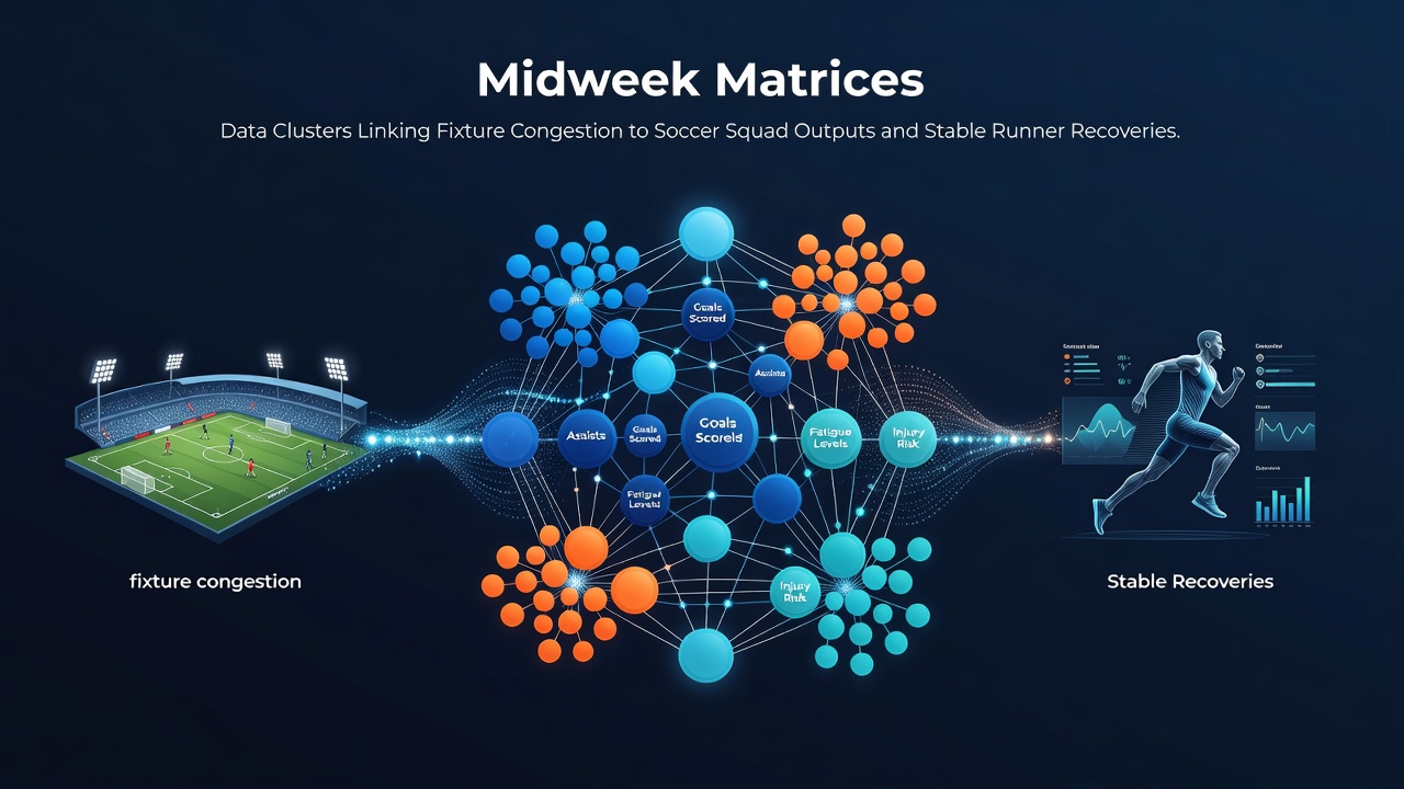 Data visualization showing soccer fixture congestion clusters and their impact on squad performance metrics
