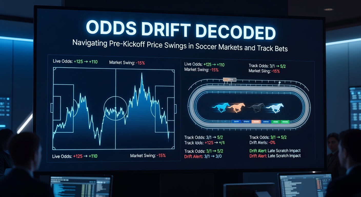 Line graph illustrating pre-kickoff odds movements for a Premier League soccer match, with prices lengthening on the underdog as kickoff approaches