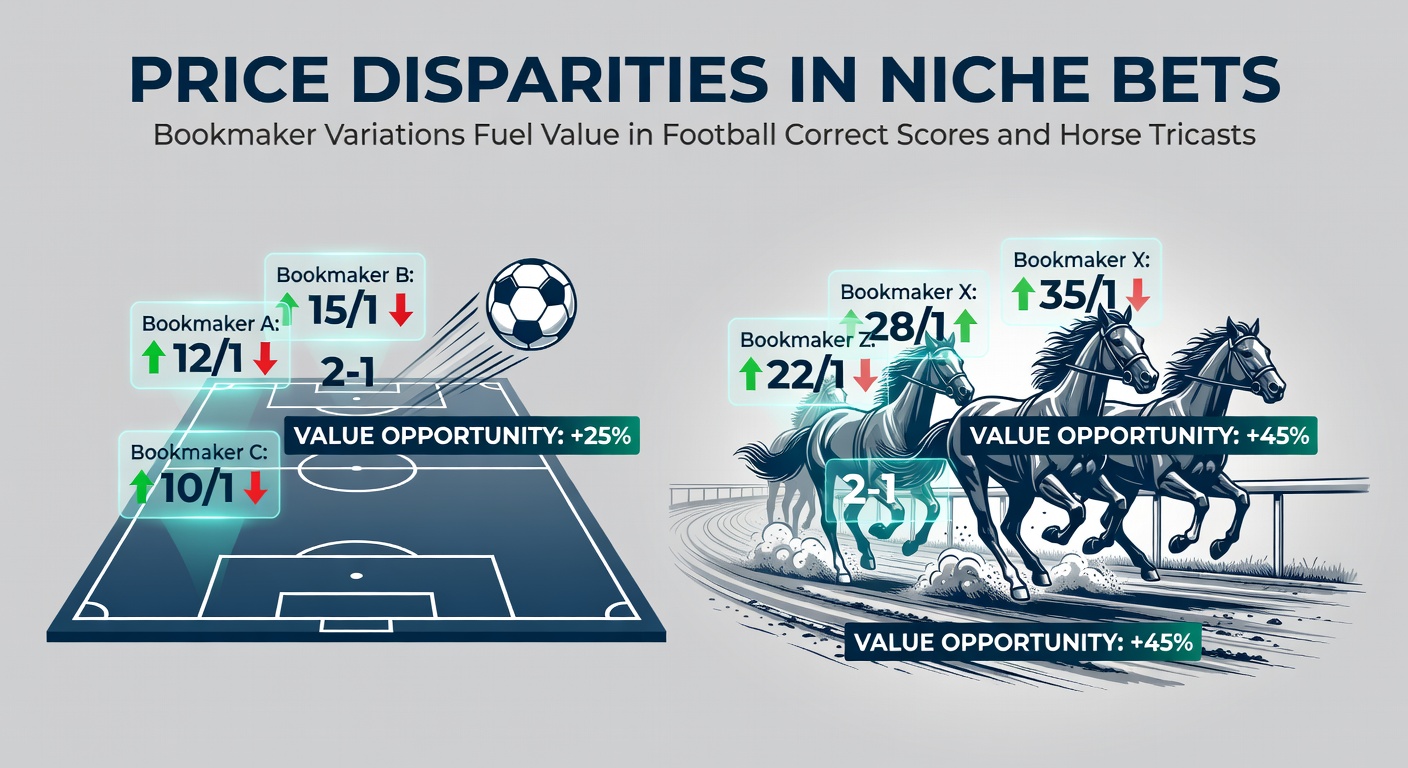 Line graph comparing odds for a 2-1 correct score bet across five major bookmakers, highlighting the widest disparity at 14.0 versus 18.5