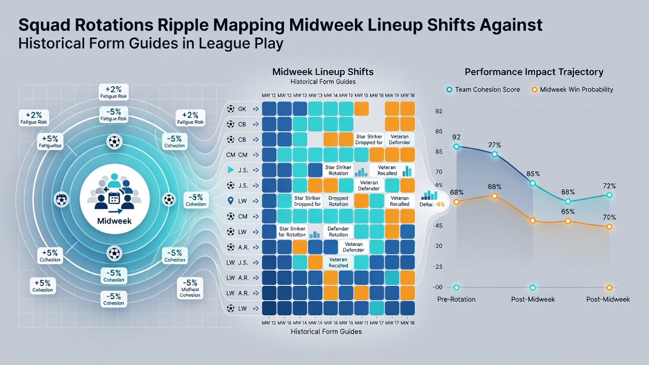 Detailed mapping of midweek lineup changes overlaid on historical form guides for soccer and steeplechase events