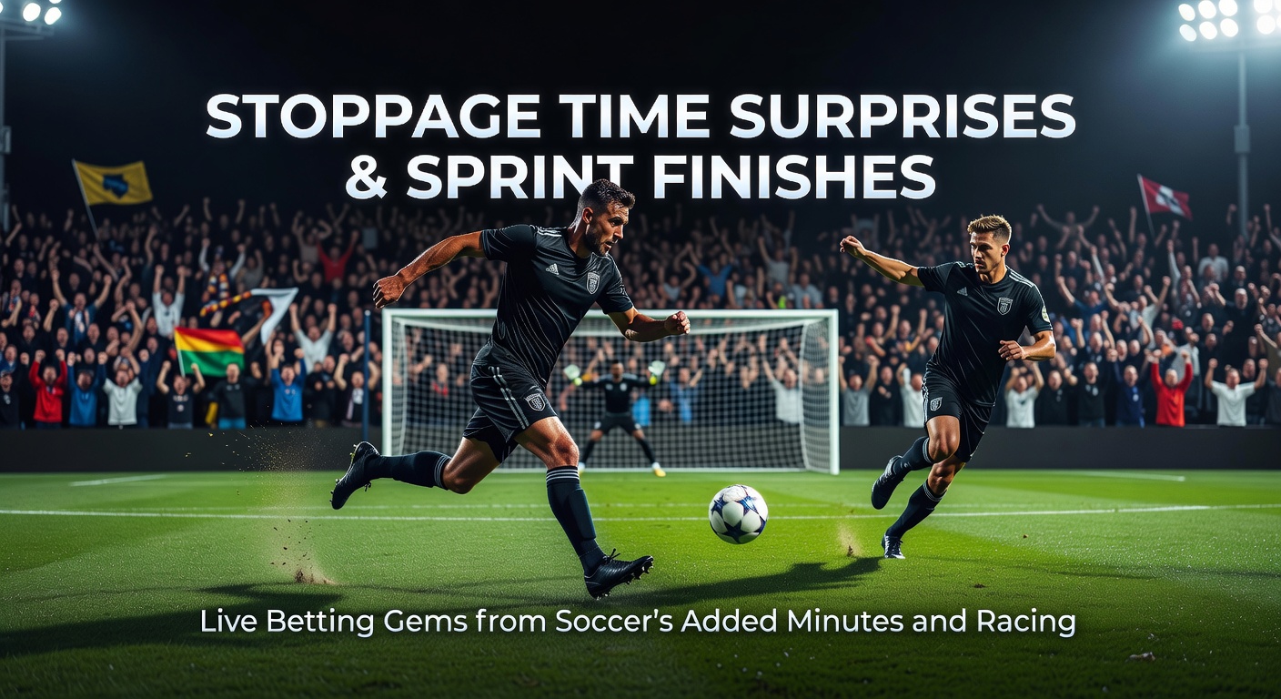 A pack of horses charging neck-and-neck toward the finish line in a high-stakes sprint finish