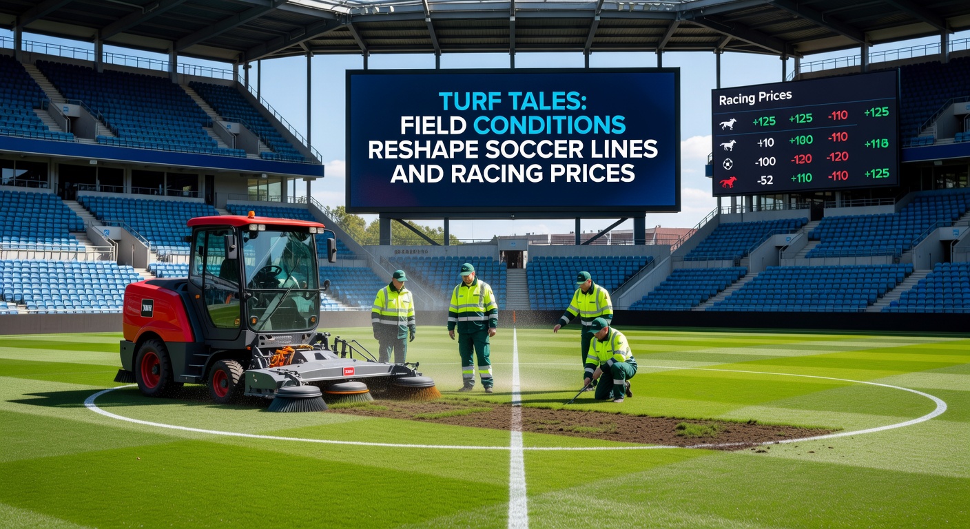 Horse racing on a soft, muddy track with jockeys urging mounts through splashes, illustrating how conditions favor certain runners and alter betting prices